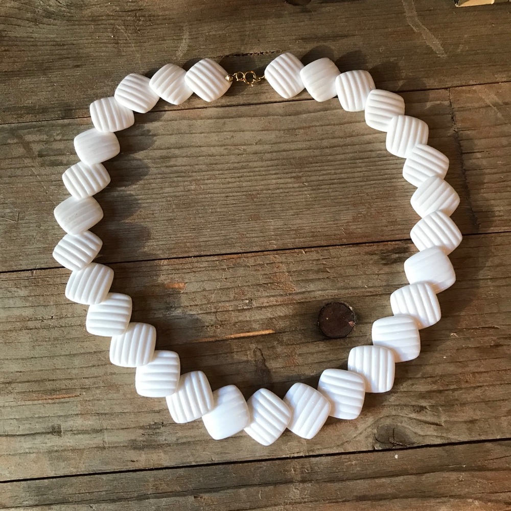 White Vintage Stacked Statement Necklace!
